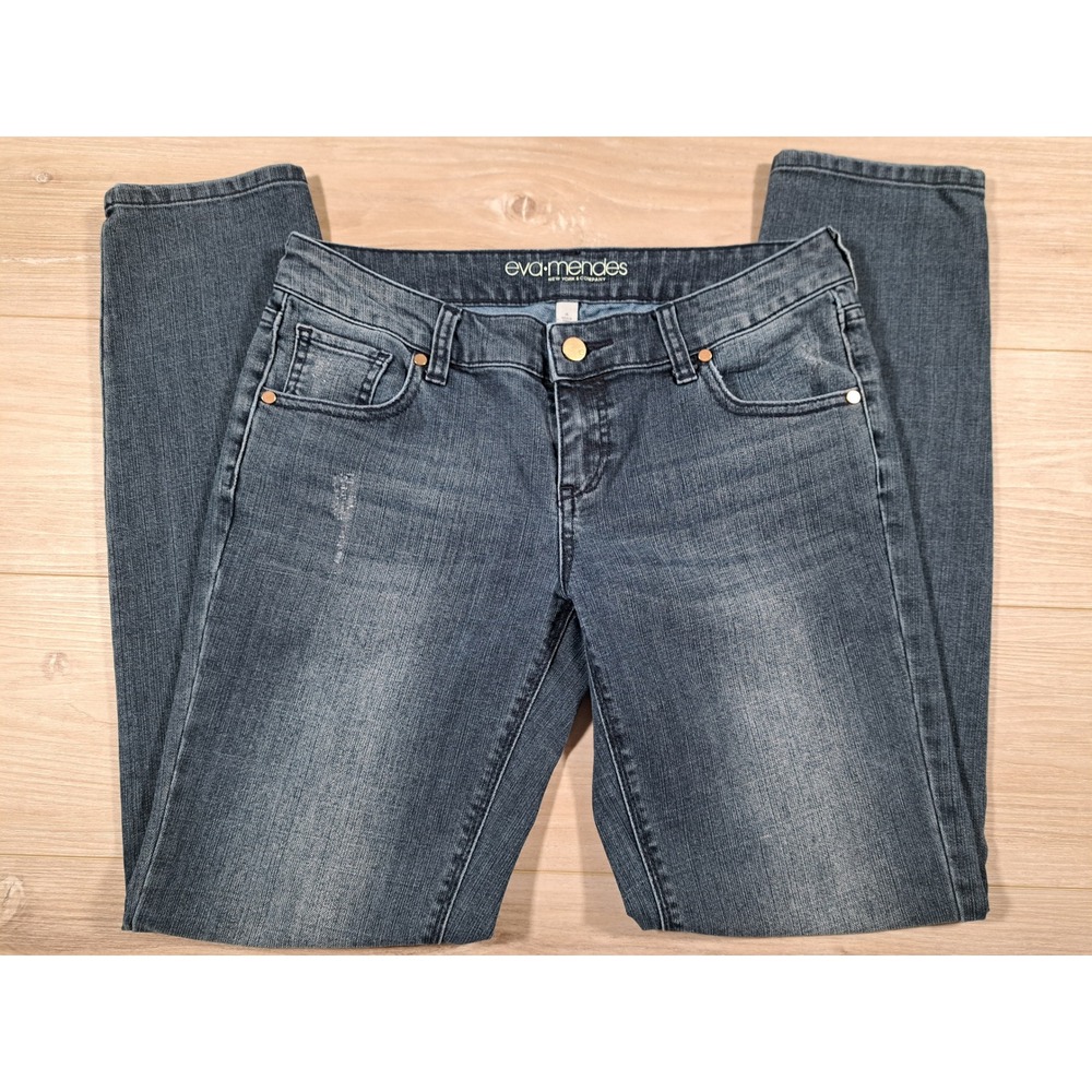 Eva‎ Mendes New York & Company Dark Skinny Jeans Womens Sz 4 Low Rise Distressed